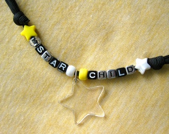 paracord alphabet beads star pendant adjustable necklace: STAR CHILD