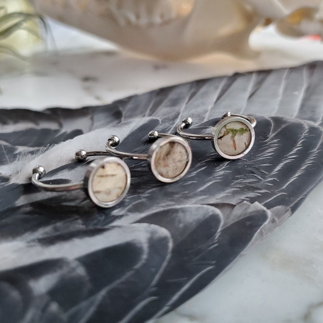 Birch Bark and Epoxy Open-back Rings With 8mm Bezel, About a Size 7-8 ...