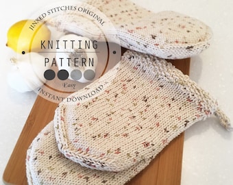 Oven Mitts KNITTING PATTERN, Double Layer Pot Holder, Pot Holder Pattern, Pattern PDF