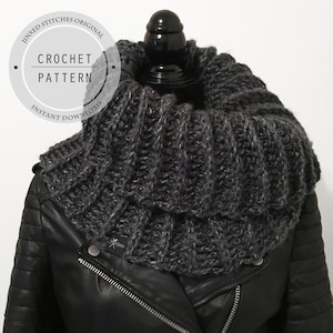 Cowl CROCHET PATTERN - Simple Chunky Ribbed Cowl, Scarf Crochet Pattern, Chunky Infinity Scarf Pattern, Instant Download PDF