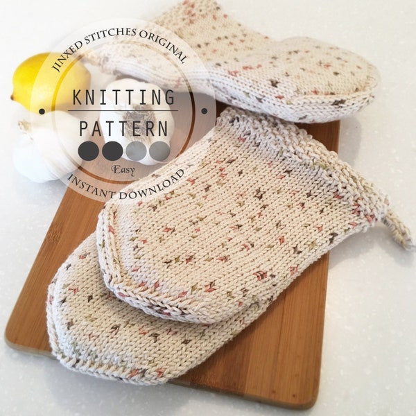 Oven Mitts KNITTING PATTERN, Double Layer Pot Holder, Pot Holder Pattern, Pattern PDF