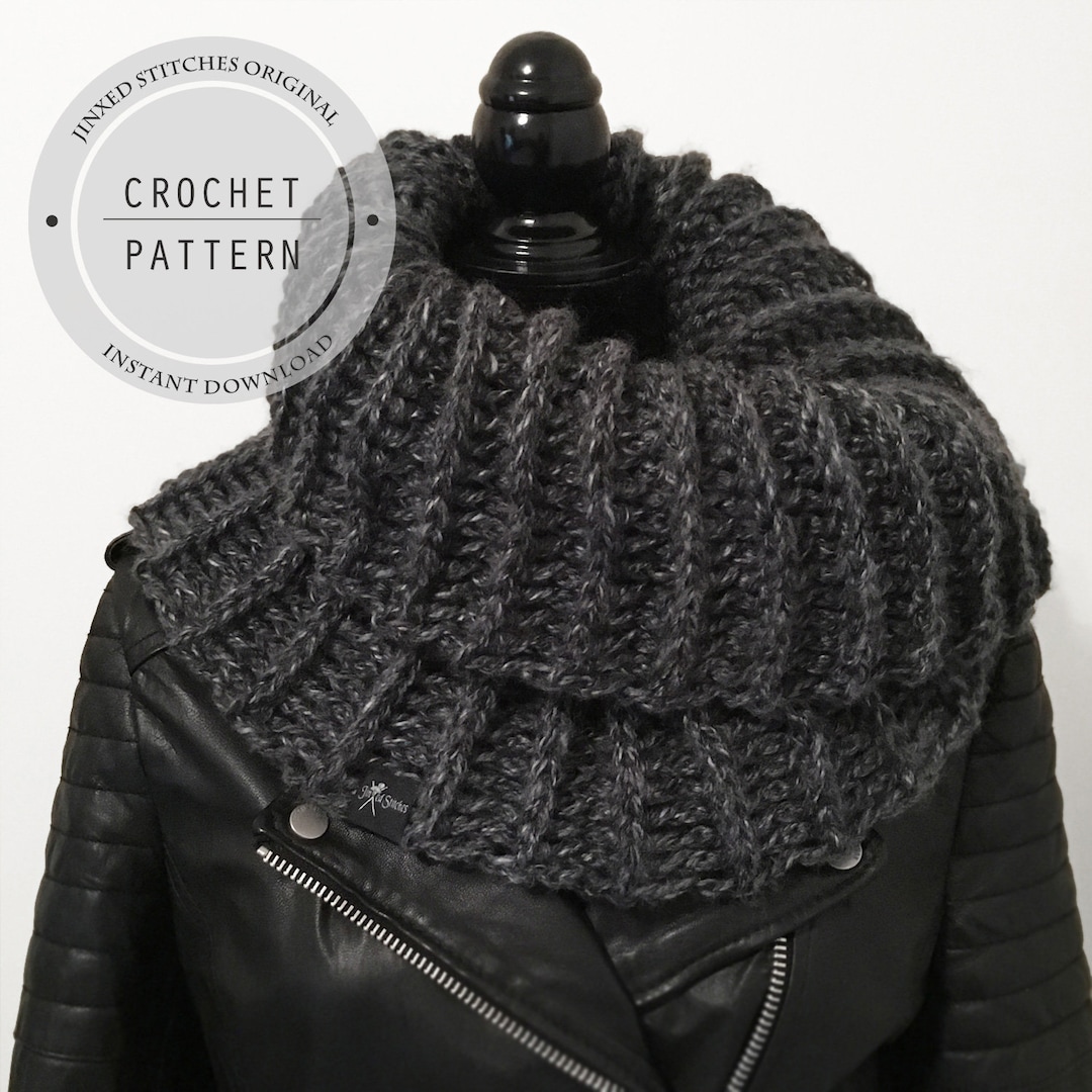 Cowl CROCHET PATTERN - Simple Chunky Ribbed Cowl, Scarf Crochet Pattern ...