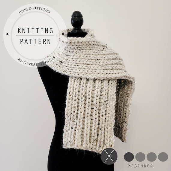 Bulky Scarf KNITTING PATTERN, Easy Quick Scarf, Beginner Chunky