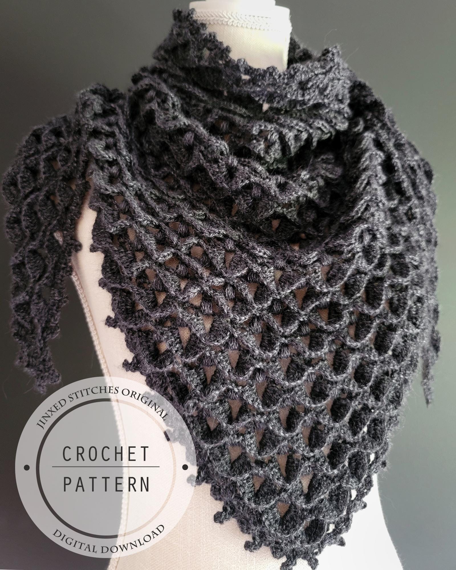 Triangle Shawl CROCHET PATTERN, Crochet Scarf Pattern, (in English) PDF ...