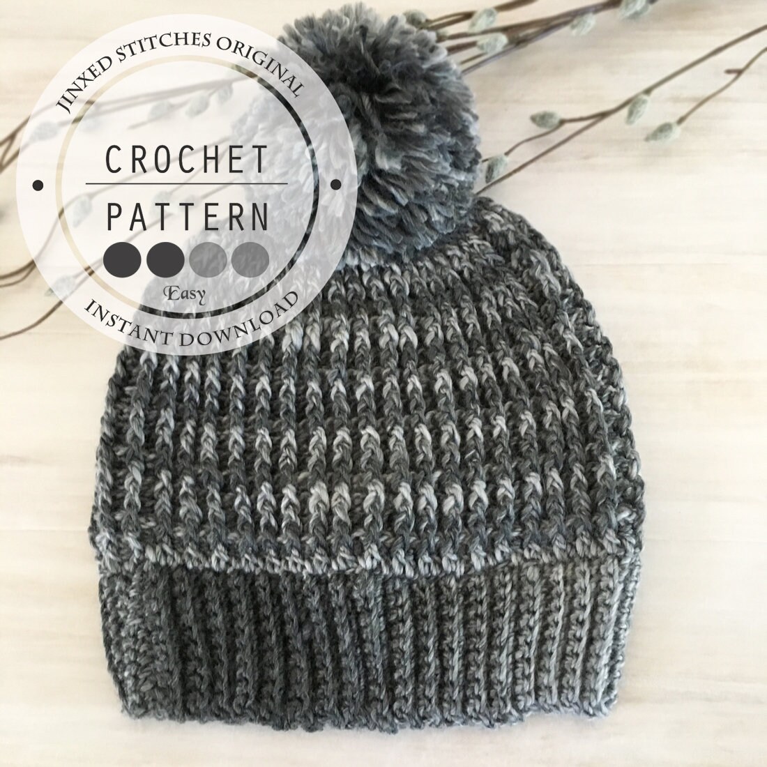 Crochet Hat PATTERN Ribbed Crochet 
