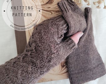 Lace Stitch Fingerless Gloves KNITTING PATTERN, Lace Knit Wrist Warmers, (in English) PDF Download