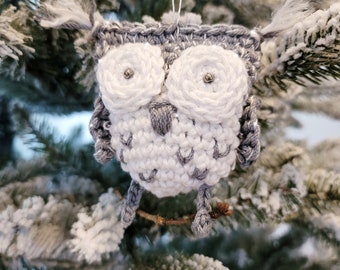 Owl CROCHET PATTERN - Snowy Owl Ornament, Diy Amigurumi Owl, Christmas Ornament Crochet Pattern, Instant PDF Download