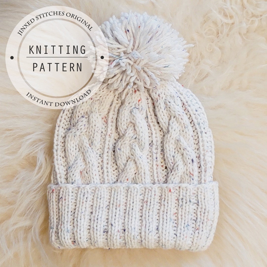 Hat KNITTING PATTERN - Cable Knit Beanie Pattern, Classic Aran Cable ...