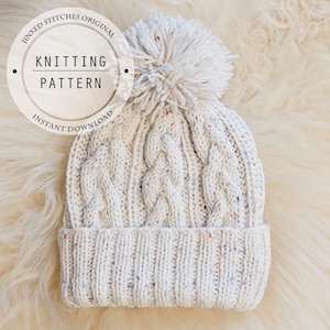 Hat KNITTING PATTERN - Cable Knit Beanie Pattern, Beanie Knitting Pattern, Hat Knitting Pattern, Classic Aran Cable Hat Pattern