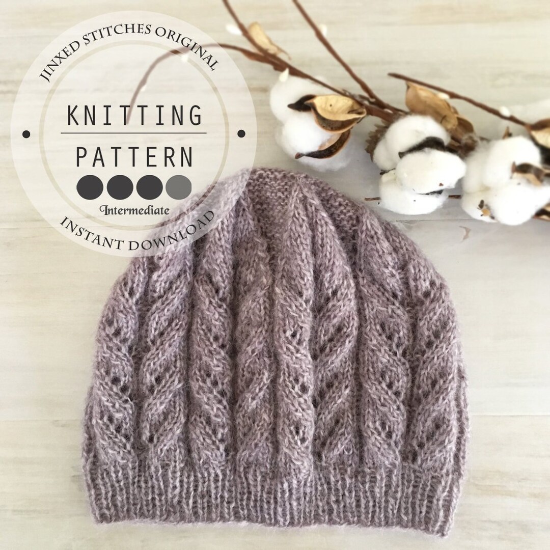 The Oaklynn Beanie Knitting Pattern Instant PDF Digital Download Knit Knits  Knitted Winter Hat Maker Light Bulky Option Yarn Cap 