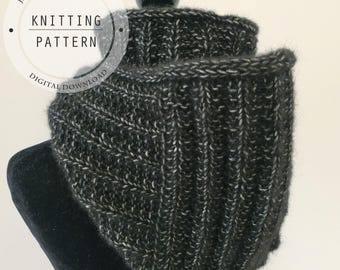 Hood Cowl KNITTING PATTERN, Hooded Neck Warmer, PDF Download