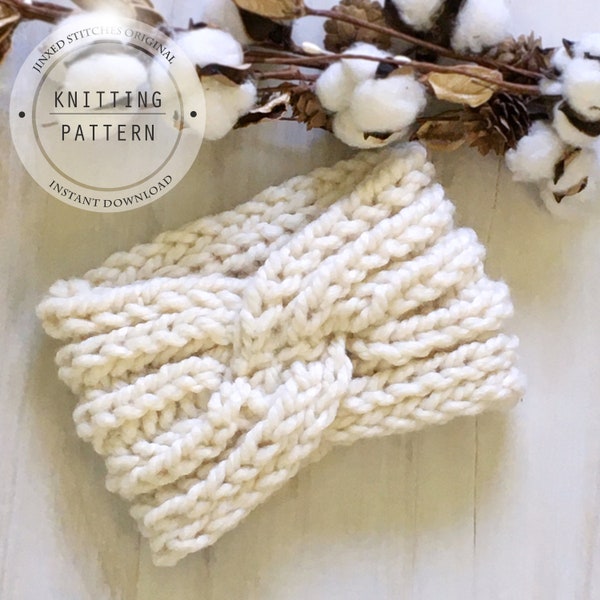 Headband KNITTING PATTERN - Chunky Twist Headband Pattern, Headband Knitting Pattern, Earwarmer diy, Wool ease thick and quick pattern