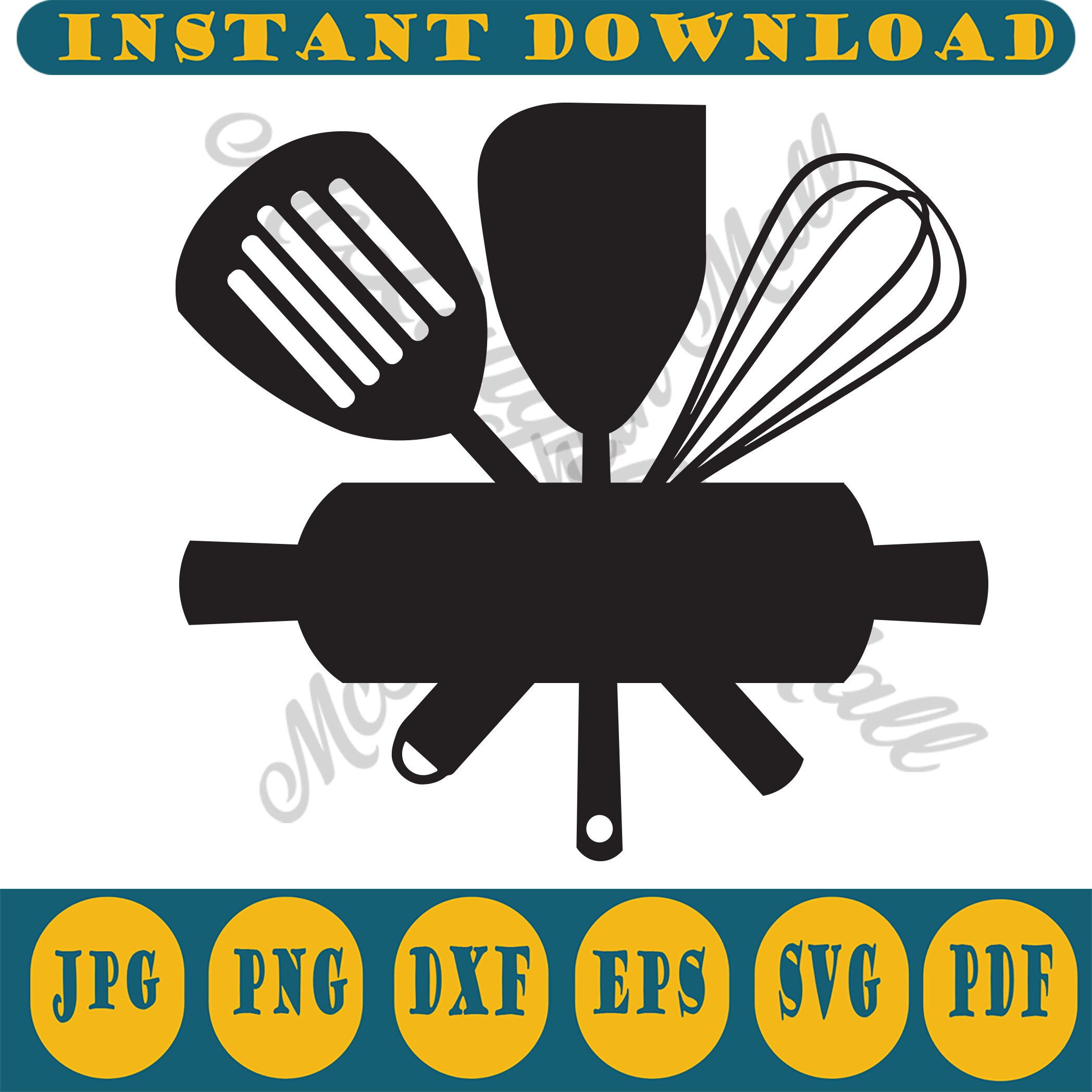 Utensils Monogram SVG Cooking Cut File Baking Clip Art - Etsy