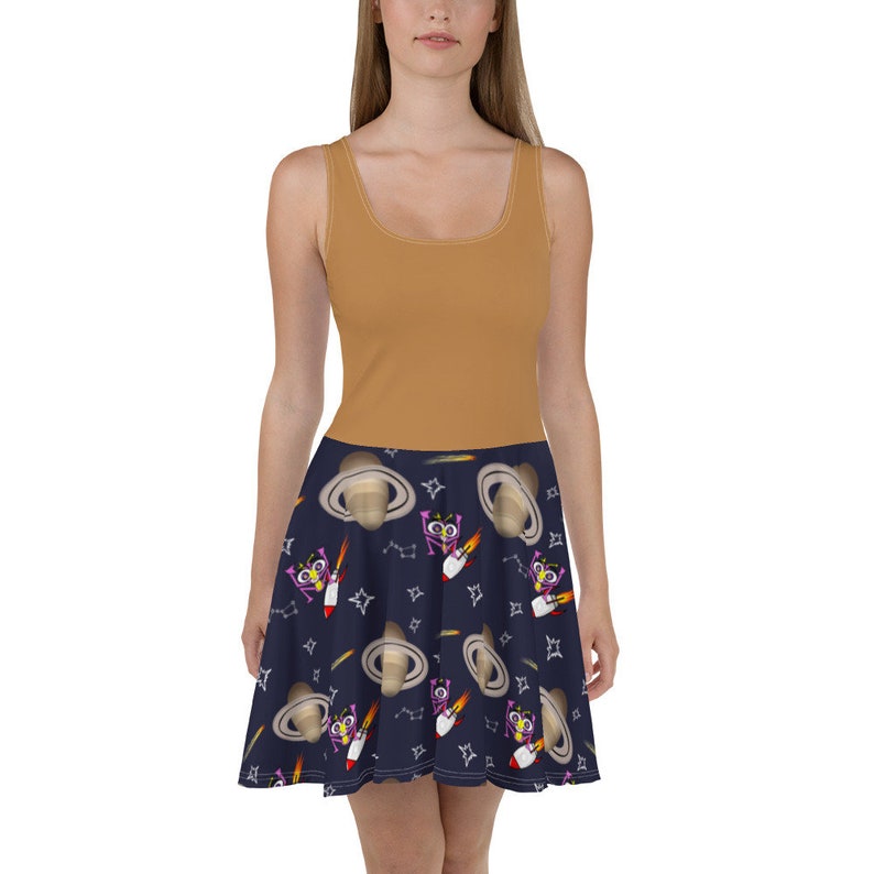 Sizes XS 3XL Outer Space Pattern Skater Dress Galactic Girl