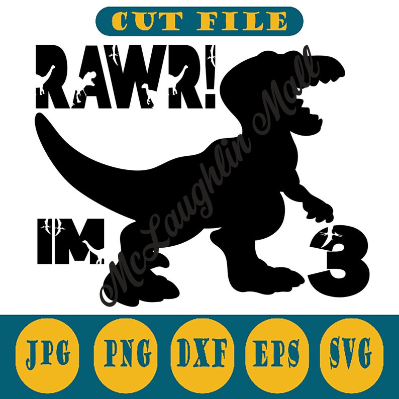 Download Third Birthday SVG Rawr I'm 3 Dinosaur Birthday | Etsy