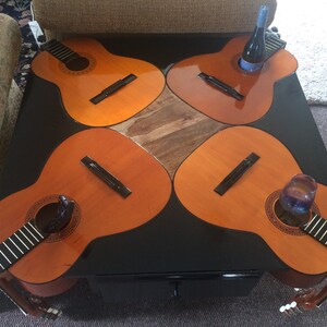 The PAINTED model of Guitar table Guitable coffee table. Perfect for any living/dining/hall/bedroom, man cave or she shed 97x97x50cms. image 9