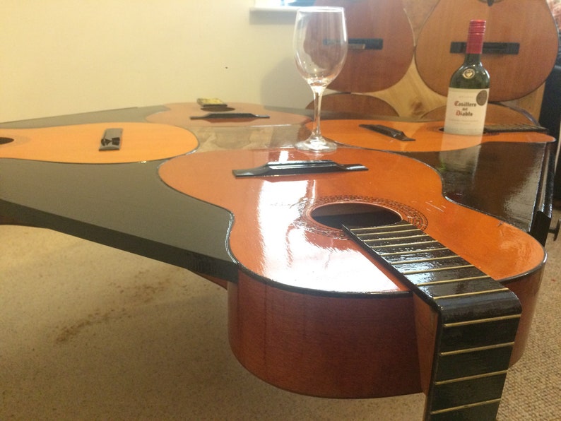 The PAINTED model of Guitar table Guitable coffee table. Perfect for any living/dining/hall/bedroom, man cave or she shed 97x97x50cms. image 6