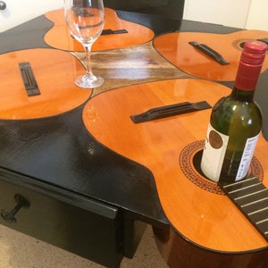 The PAINTED model of Guitar table Guitable coffee table. Perfect for any living/dining/hall/bedroom, man cave or she shed 97x97x50cms. image 4
