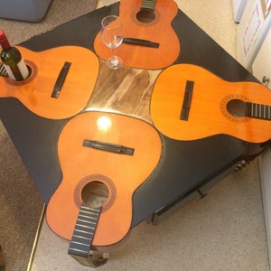 The PAINTED model of Guitar table Guitable coffee table. Perfect for any living/dining/hall/bedroom, man cave or she shed 97x97x50cms. image 1