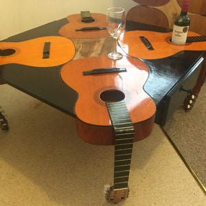 The PAINTED model of Guitar table Guitable coffee table. Perfect for any living/dining/hall/bedroom, man cave or she shed 97x97x50cms. image 7