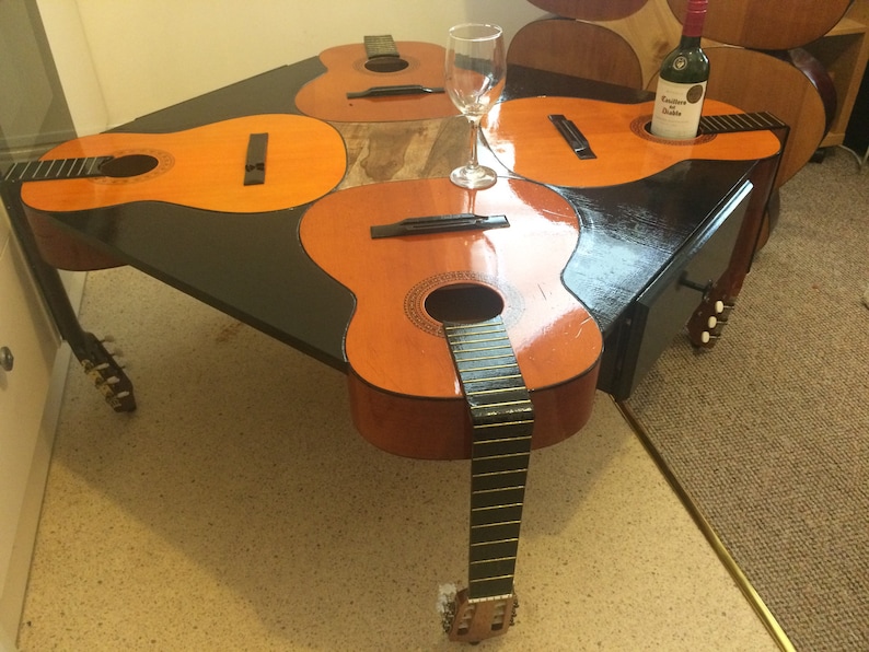 The PAINTED model of Guitar table Guitable coffee table. Perfect for any living/dining/hall/bedroom, man cave or she shed 97x97x50cms. image 7