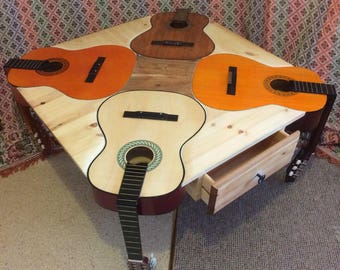 Guitar table (Guitable) the "NATURAL" model, coffee table. Perfect for your living/dining/hall/bedroom, man cave or she shed! 97x97x50cms.