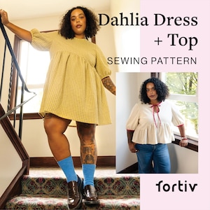 Dahlia Top + Dress Sewing Pattern: Size XS-6XL (PDF Pattern)