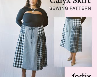 Calyx Skirt PDF Sewing Pattern | Size inclusive XS-6XL | Beginner Friendly | Versatile Elastic Waist Skirt