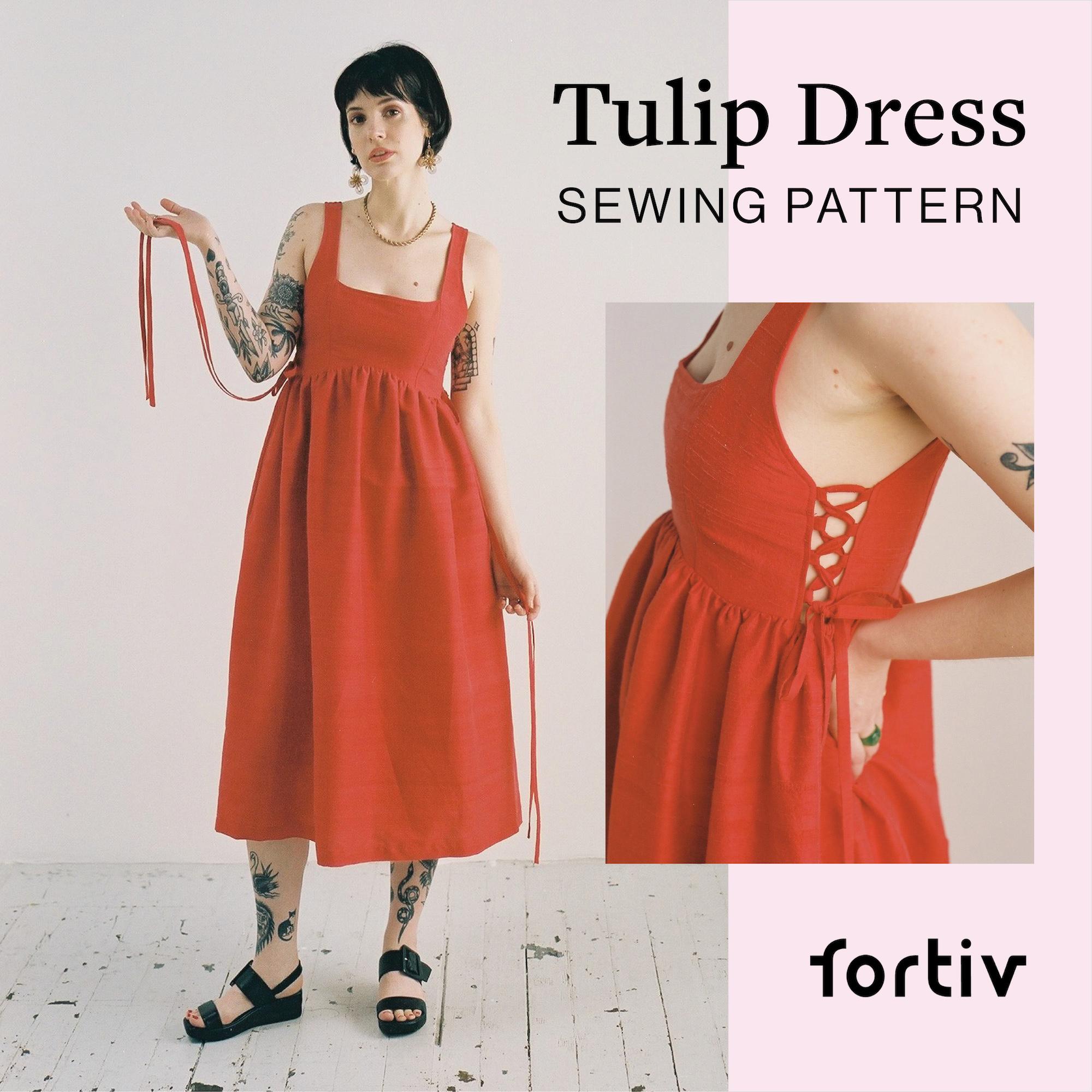 ■The tis■ TULIP TUCK DRESS_TT4W601BK Tulip Dress PDF Sewing Pattern | Size Inclusive XS-6XL