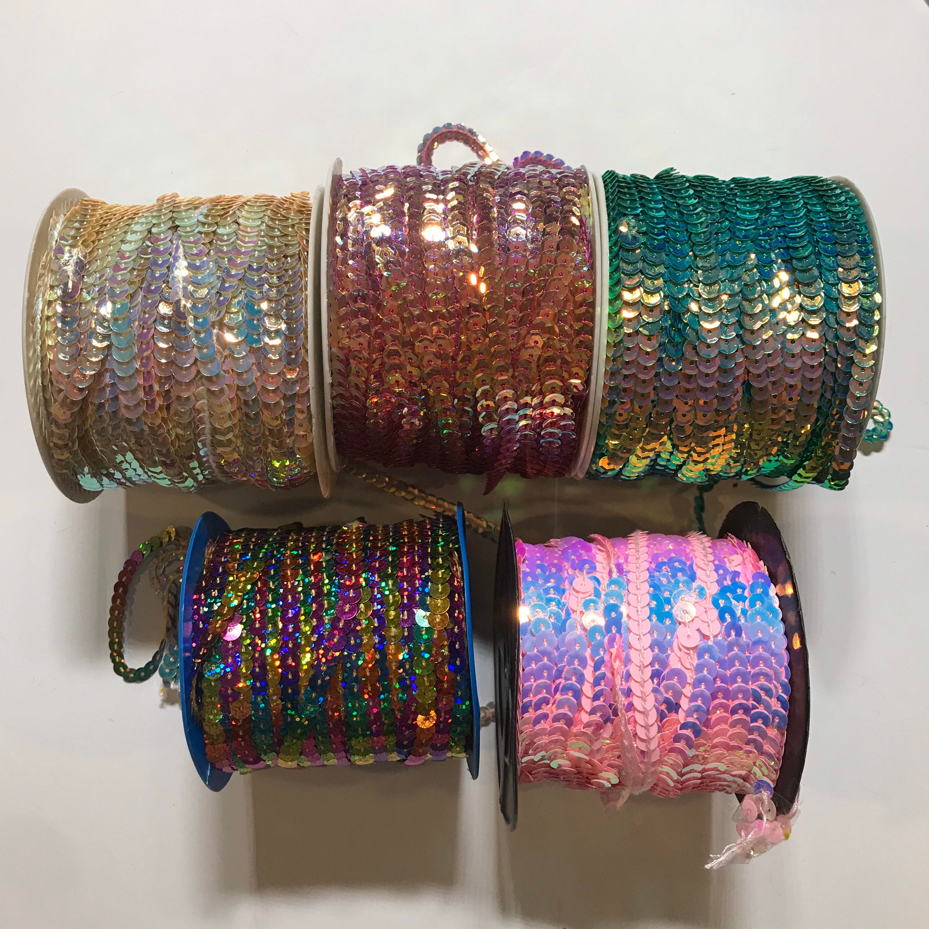 Sequin by yard sequin string 6 mm sequin cords iridescent Etsy