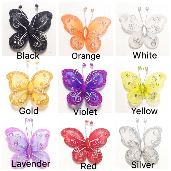 3 Colour Options 20 Iridescent Butterfly Embellishments