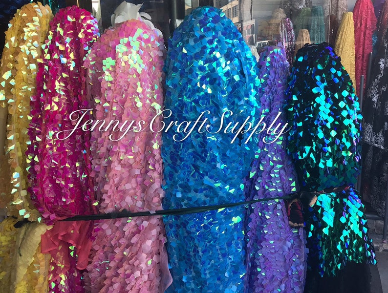 Holographic Square Sward Shape Sequin Fabric on Mesh | Etsy