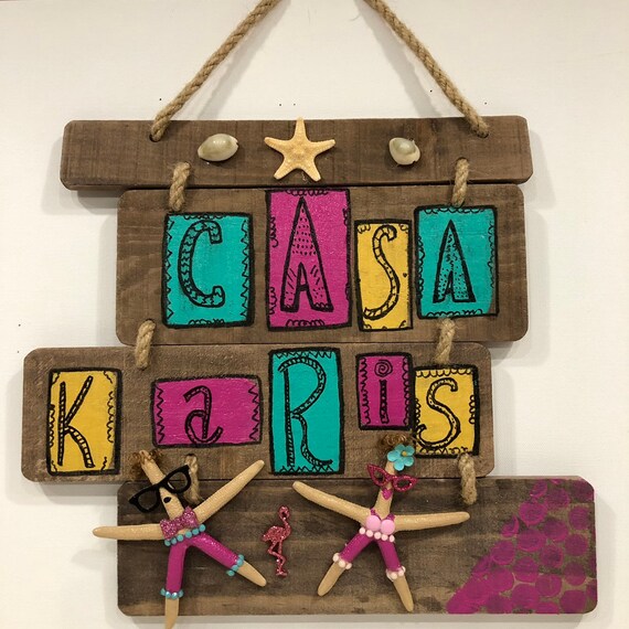 Art Sea Sign Decor Whimsical Beach Decor Coastal Hand Etsy