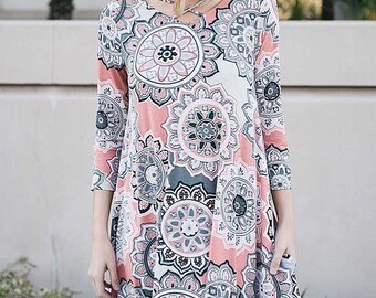 Medallion Swing Dress with hidden pockets