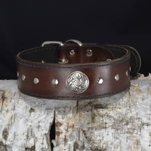 4. 100% Real Leather Dog Collars w/Celtic Concho
