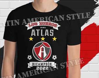 Zorros del Atlas Campeon 2022 playera Bicampeon Futbol Mexicano Camiseta Unisex manga corta