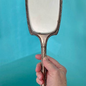 Antique Sterling silver hand mirror and hair brush image 5