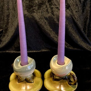 Pair of Hull Pottery Woodland candle holders