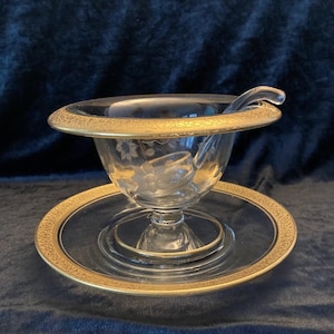 Tiffin gold encrusted three piece mayonnaise serving set