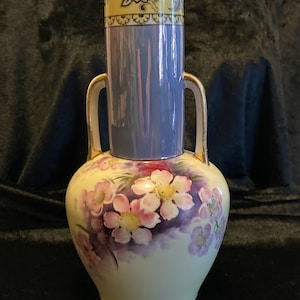 Noritake hand-painted Art Deco handled vase with blue lustre