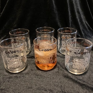 Rare set of six Libbey lowball whiskey on the rocks glasses