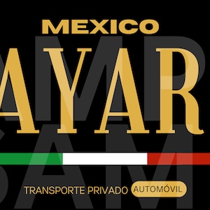 Nayarit Mexico Front Car Tag DIGITAL FILE PNG Nayarit, Mexico