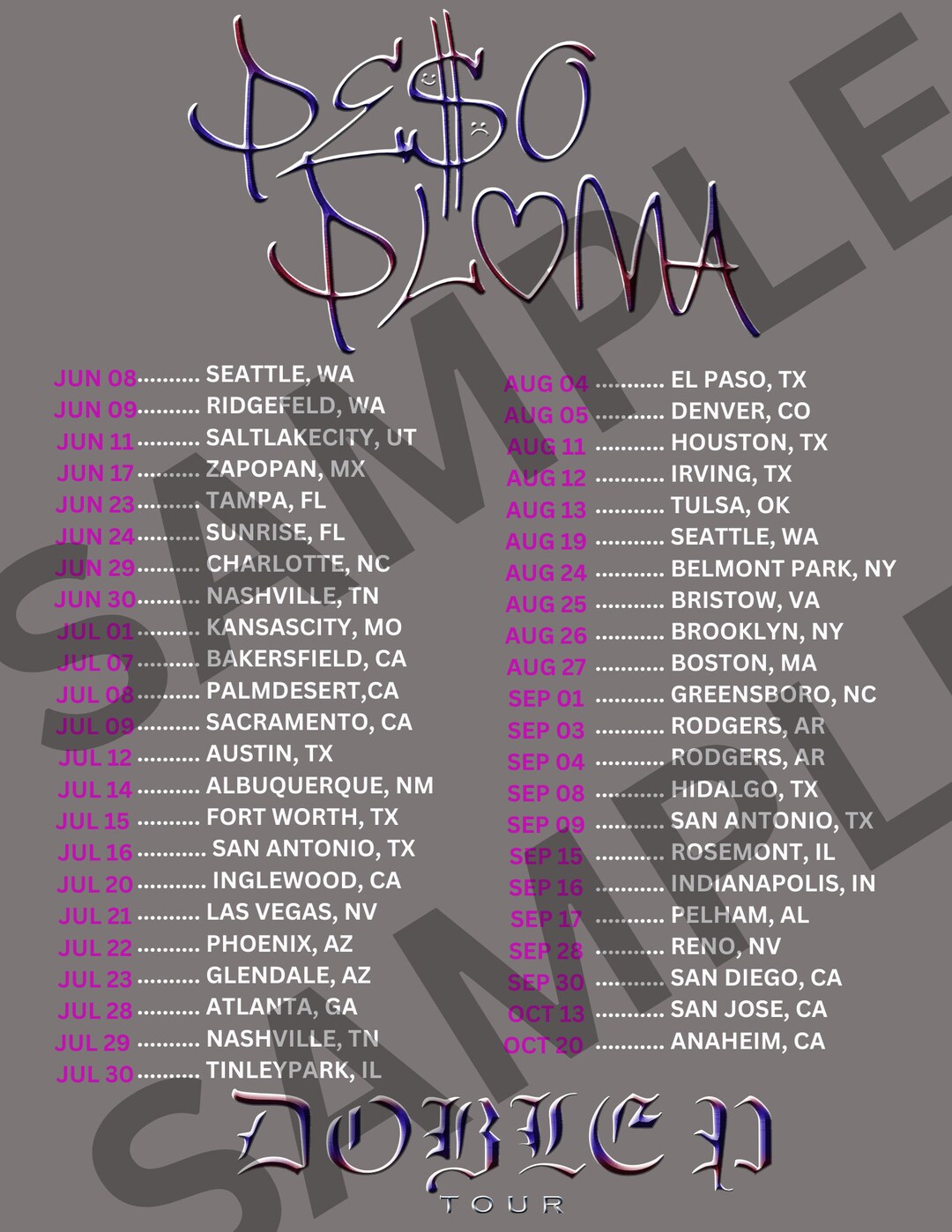 Peso Pluma Tour Dates, Doble P, With FREE Digital Logo File in 4 Colors
