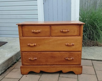 Vintage Rustic Mid Century Solid Cherry Chest of Drawers 2 Over 2 Drawers