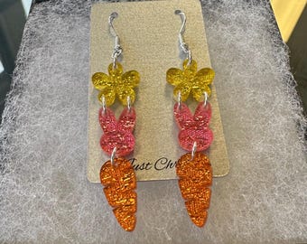 Easter Bunny and Carrot Earrings