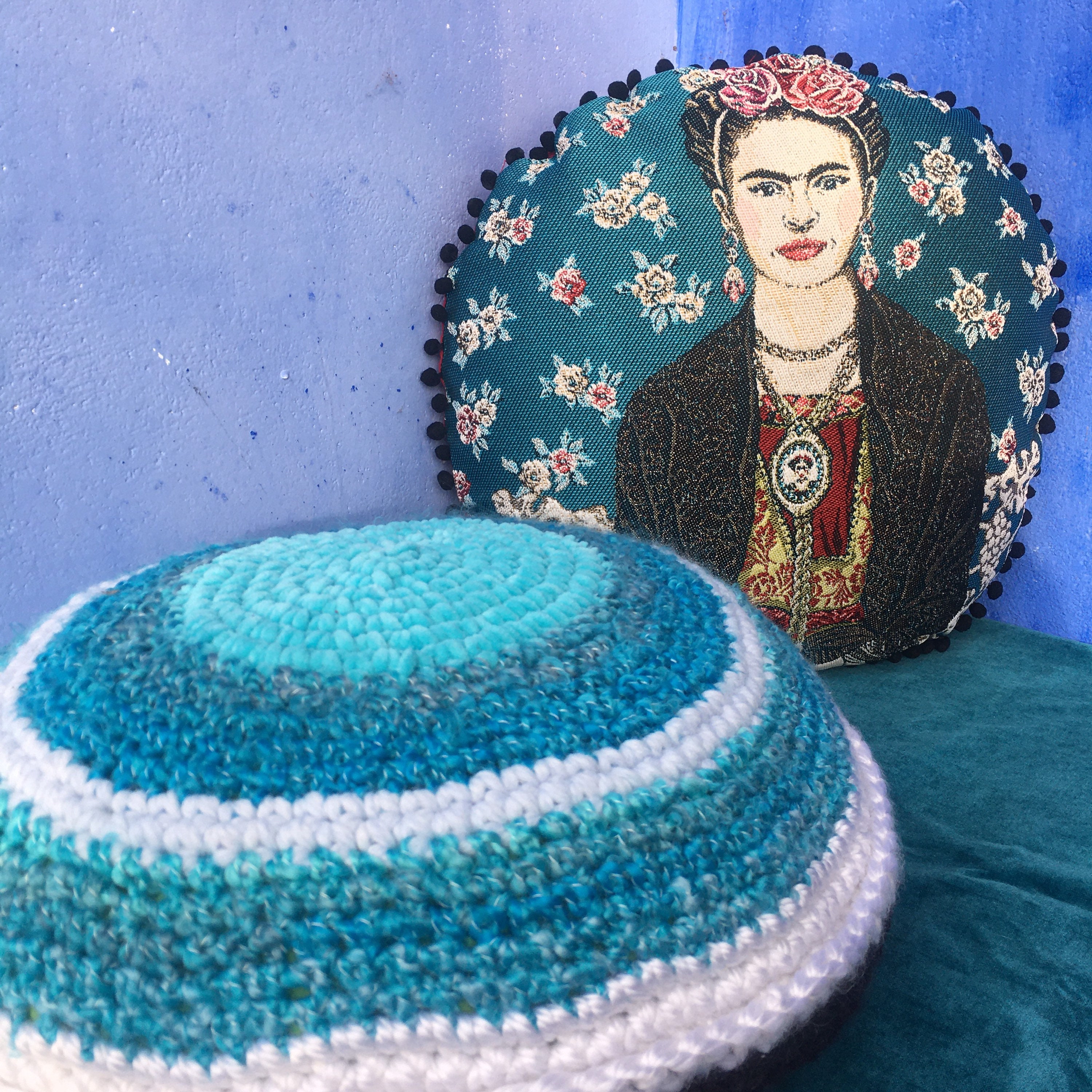 Coussin Rond Crochet, Coussin Fait Main, Méditation, Mandala Pillow, Handmade, Crochet Cushion. Home
