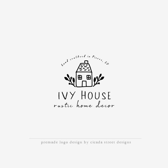 Premade Logo Farm Logo House Logo Cottage Logo Leaf Etsy