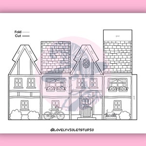 Paper House Coloring Page, Build a House DIY Paper Craft, Cut and Fold Paper House Coloring Page