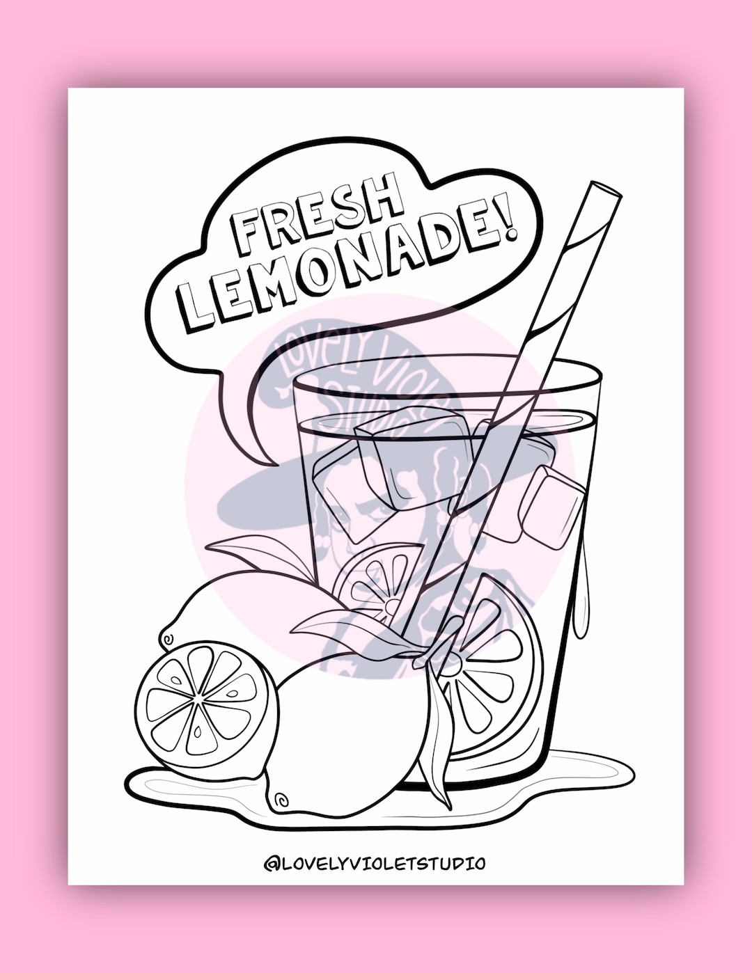 Lemonade Stand Coloring Page Digital Download, Printable Lemonade Stand