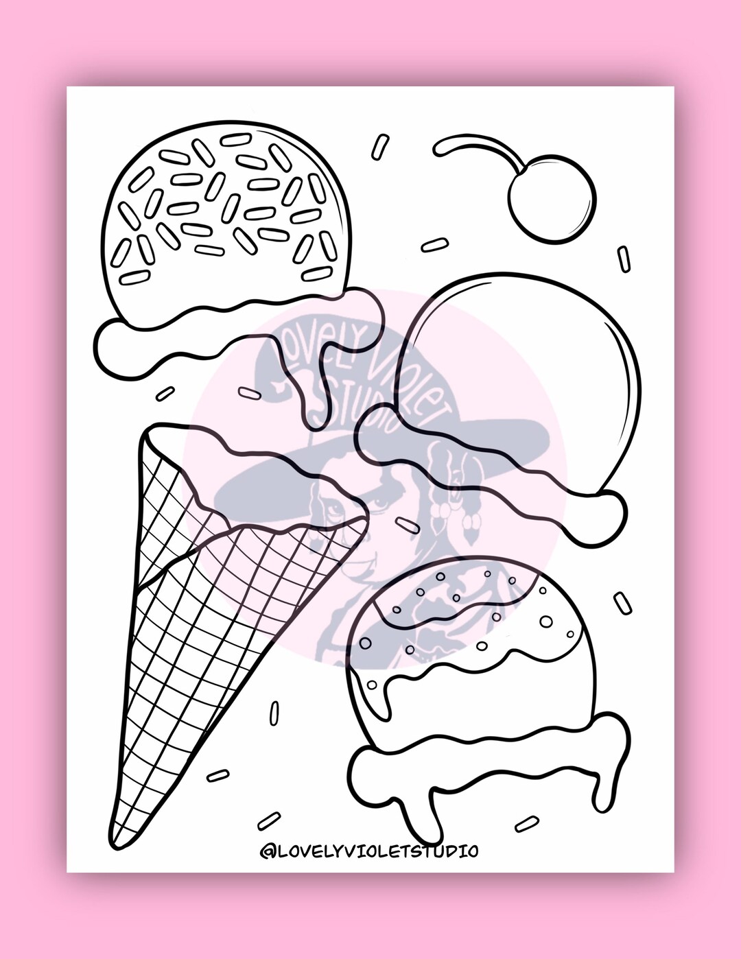 Ice Cream Cone Coloring Page Digital Download, Printable Ice Cream ...